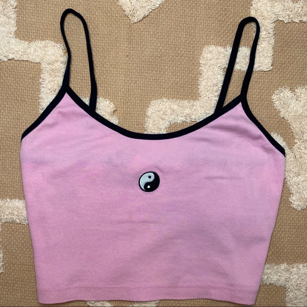 Pink Yin and Yang Cropped Tank Top